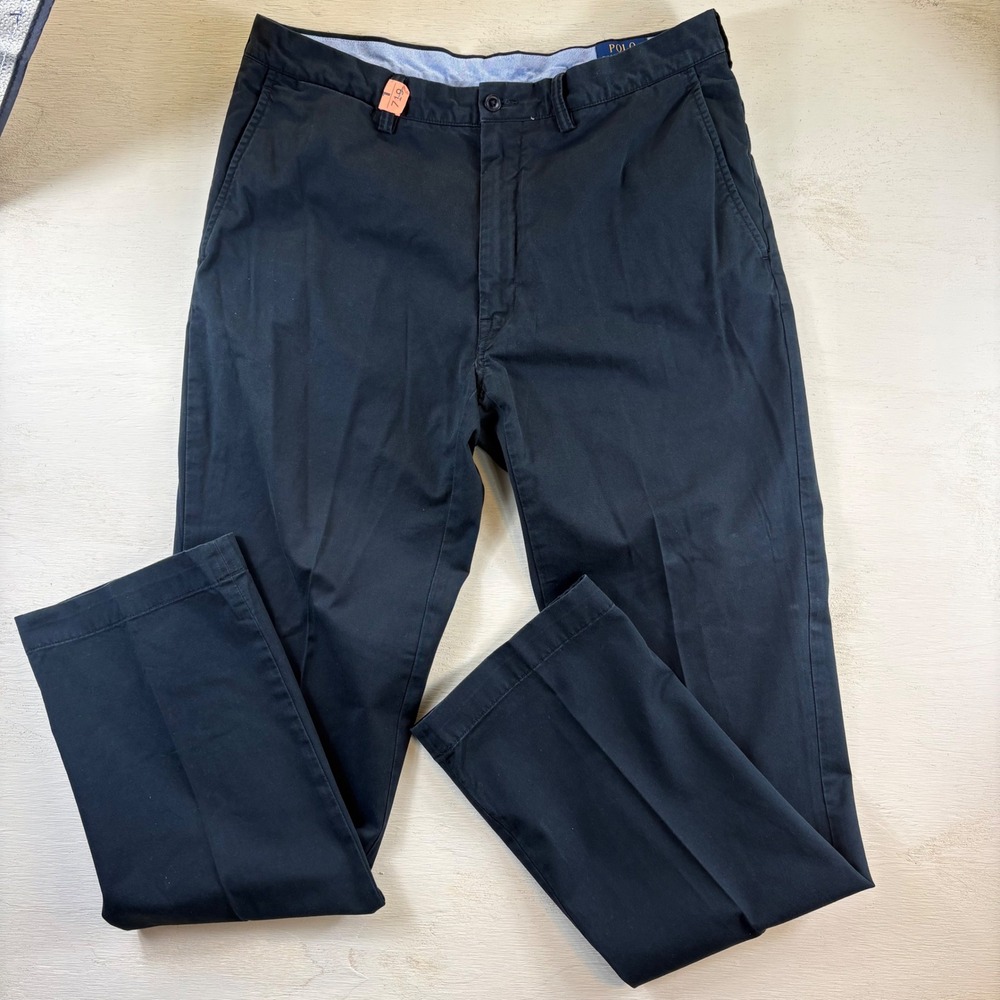 Polo Ralph Lauren Mens 36x45 Office Funeral Chino Pants Black Twill Club Dress